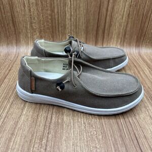 Corkys Kayak Boat Shoes Womens‎ 8 Taupe Brown Canvas Bungee Lace Slip On NEW